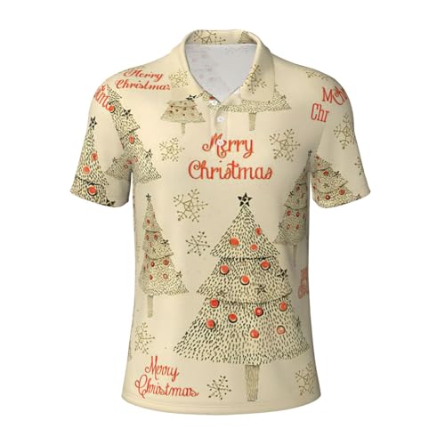 Chemise de golf anti-humidité homme t-shirt respirant motif arbre de Noël