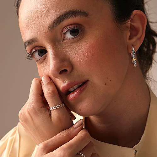 LeCalla 925 Sterling Silver Bali-Style Hoop Earrings Lightweight Click-Top Italian Antique Earring Hoops for Women2