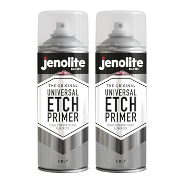 JENOLITE Universal Etch Primer Spray Paint | GREY | High Performance Acid Etch Primer For Difficult Surfaces Including Aluminium, Galvanised Steel, Stainless Steel & Most Metal Surfaces | 2 x 400ml