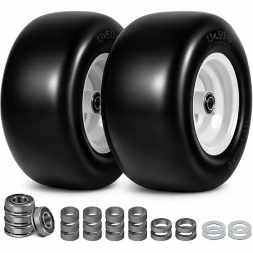 Kirumie 13x6.50-6 Flat Free Tire & Wheel (2 Pack)