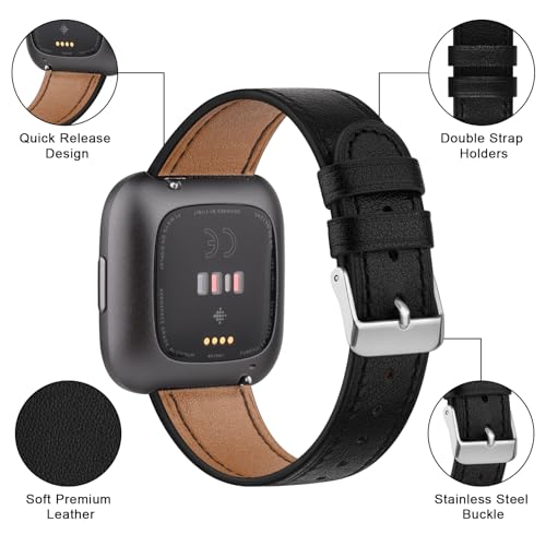 Bracelet Fitbit Versa 2 réglable et confortable en cuir véritable Vancle - 2