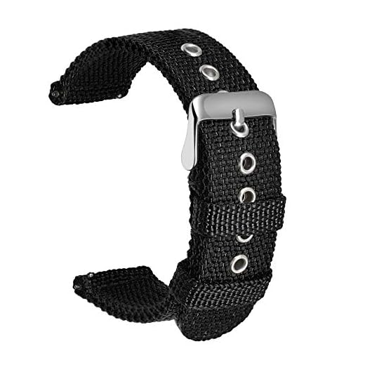 ULLCHRO Nylon Correa Reloj Calidad Alta Correa Relojes Militar del ejército - 18mm, 20mm, 22mm, 24mm Correa Reloj con Hebilla de Acero Inoxidable (22mm, Black)