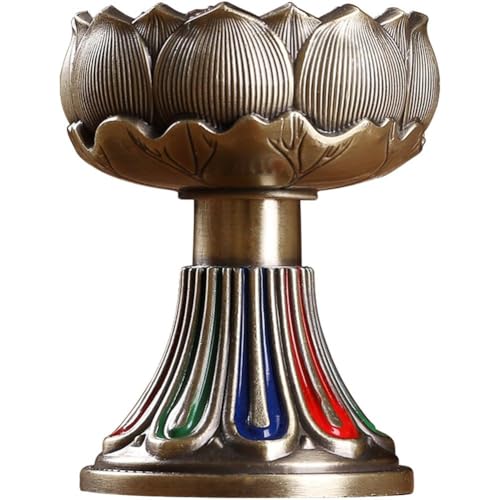 Vobumix Ghee Oil Lamp Holder Metal Candlestick for Home Votive Candle Holders Altar Oil Lamp Holder Religious Candle Jar Tealight