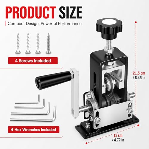 Image of Manual Wire Stripper Machine 0.04 inch-1 inch Gauge for Copper, Hand Crank & Drill