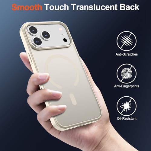 Image of SUPFINE Magnetic for iPhone 17 Pro Max Case (Compatible with MagSafe)(Military Grade Drop Protection) Translucent Matte Shockproof with Anti-Fingerprint Phone Cover,Antique White