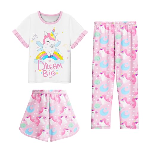 LQSZ Girls Pajamas Set Piece Lounge Short Sleeve Sleepwear