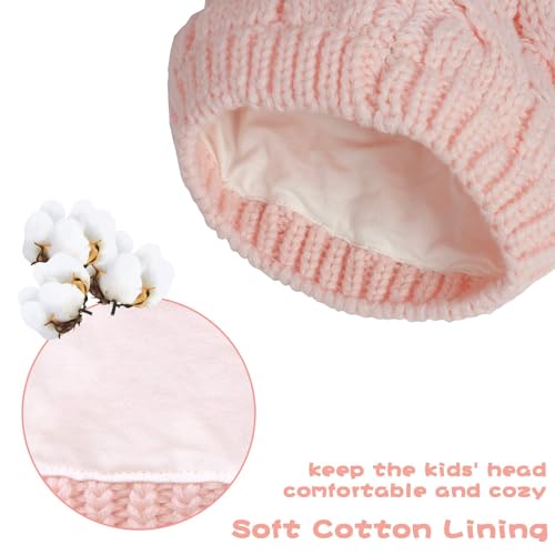 Image of RAOEXI Unisex Baby Toddler Hat and Mitten Set Winter Knitted Thick Warm Beanie Cap Gloves for Infant Boys Girls