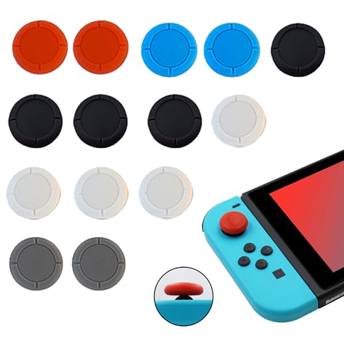 14 Stück Switch Joystick Kappen für Nintendo Switch,Ersatzkappe für PS5/PS4 Controller Zubehör,Antirutsch Ersatzkappe für Nintendo Switch Ersatzteile Thumb Grips(2 Blau 2 Rot 4 Schwarz 4 Weiß 2 Grau)