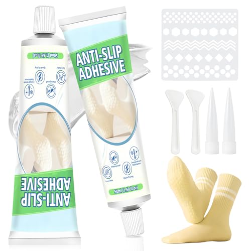 Erigathe Sock Stop 100ml Sock Glue Non Slip Glue Clear Waterproof & Washable for Anti Slip Socks Carpets Rugs Bath Mats & Yoga Mats with Precision Applicator to Enhanced Grip