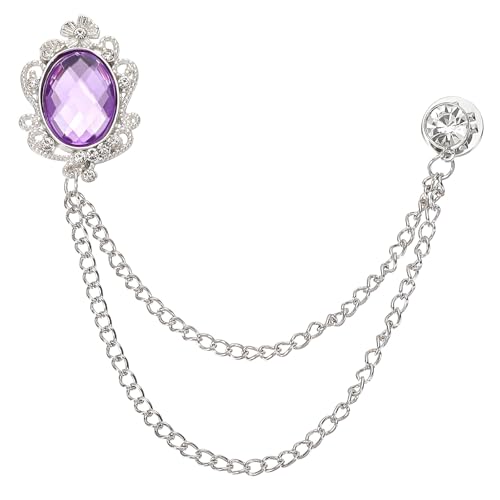 Image of PATIKIL Gem Hanging Chain Brooch Pins, Rhinestone Men's Gem Brooch Suit Pins Lapel Pins for Women Men