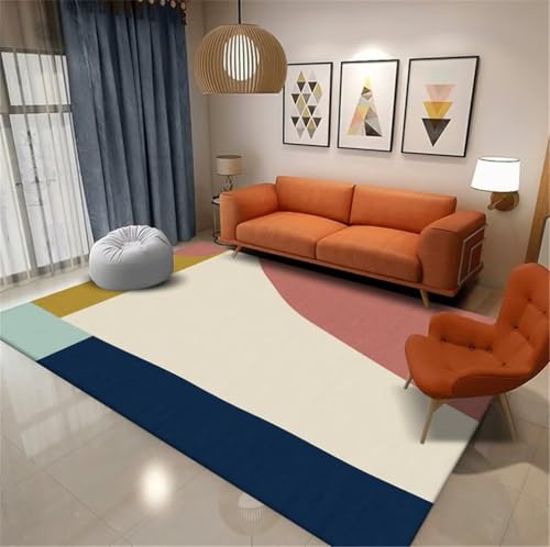 Tapis bleu salon et chambre bébé 200x250cm lavable - 2