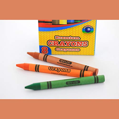 Bazic Crayons 8 Color (Total 32-Count), Assorted Colors Coloring Crayon Set, Non Toxic Drawing Crayons For School Art, Gift For Kids Artist #TOP4