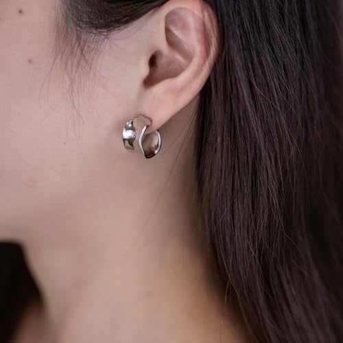 Thick Chunky Stud Earrings for Women| Sterling Silver Post Open Hoops Trendy | Everyday Jewelry Simple Earrings2