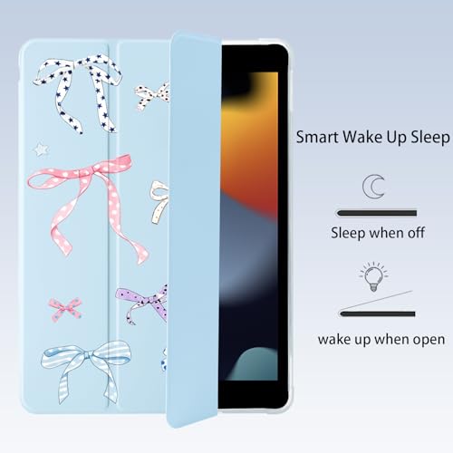 Coque iPad 10,2 pouces en cuir bleu avec support stylet intégré - 3