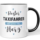 JUNIWORDS Tasse, Bester Taxifahrer, mit ganz viel Herz, Schwarz (6065663)