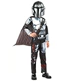ELEGAWHISPR Mandalorian Costume for Kids Halloween Cosplay Jumpsuit with Mask Cloak (Medium(6-8 Years))