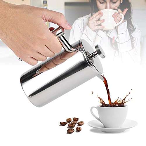 Miuly Kleine französische Kaffeemaschine, 350 ml, Edelstahl, isolierte Kaffeepresse, Edelstahl, französische Presse mit… – Bild 3