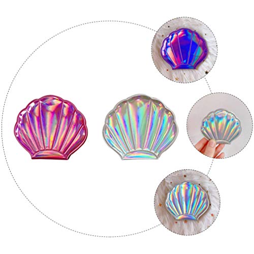Lurrose Espelho de Maquilhagem Shell 2Pcs Espelhos Compactos Espelhos Portátil Dobrável Dupla Face E