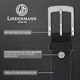 LINDENMANN Pasek skórzany męski 40 mm szerokości, pasek męski skóra bydlęca czarny, czarny, 110 cm (XL)