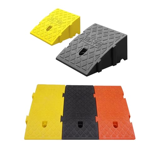 Alfombra para rampa de coche, alfombra para rampa de escalón, pendiente alta de plástico resistente para bordillos, alta capacidad de carga, fijación tipo clip para instalación fácil (amarilla, 25 x 27 x 11 cm) miniatura 6