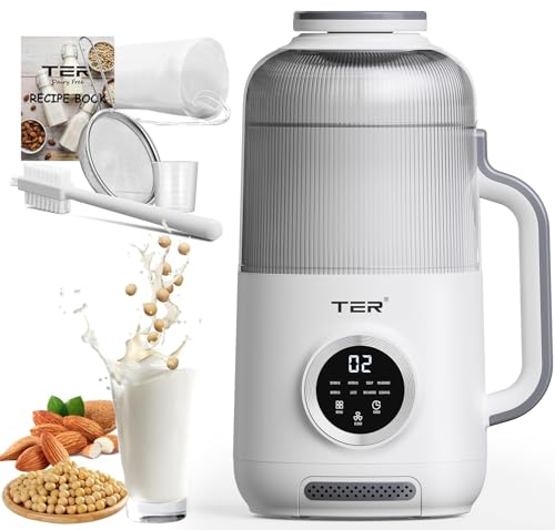 8-in-1 Nut Milk Maker, 40oz Blender Homemade Almond, Oat, Soy, Coconut milk, Juice & Soup, Electric Bean Milk Machine with Delay Start/Auto-Clean/Boil Water/Keep Warm, White