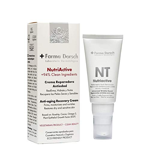 FARMA DORSCH-NutriActive Crema Facial Reparadora e Hidratante Nutre, Regenera, Unifica la piel. Rosa Mosqueta, Vitamina E, Aceite de Almendras. Crema Facial Mujer -Hidratante Facial cicatrizante (50ml) Cover