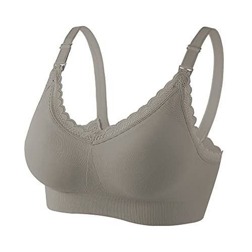 Soutien-gorge d'allaitement push-up résistant aux fuites de lait en coton gris taille S