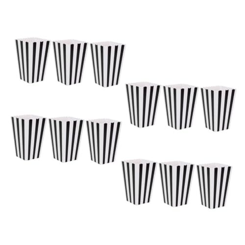 Unomor 12Pcs Popcorn Boxes for Party Movie Stripe Paper Popcorn Holders for Snacks Treats at Birthdays Weddings Carnivals and Home Gatherings