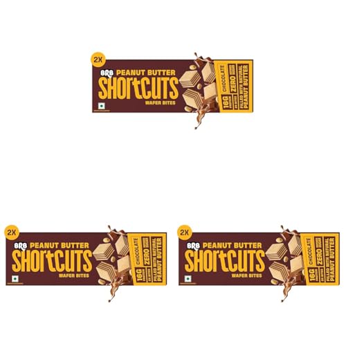 Image of BRB Shortcuts - Protein Wafer Bites | Chocolate Flavour | 16g Protein | Filled With Natural Peanut Butter | Zero Refined Sugar, No Palm Oil, Healthy Snack | 2 x 100g Box (Pack of 3)