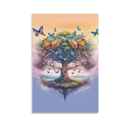 Canevas Diamant Kit Complet Arbre à Papillons - Broderie Point de Croix 50x60cm Salon Adulte
