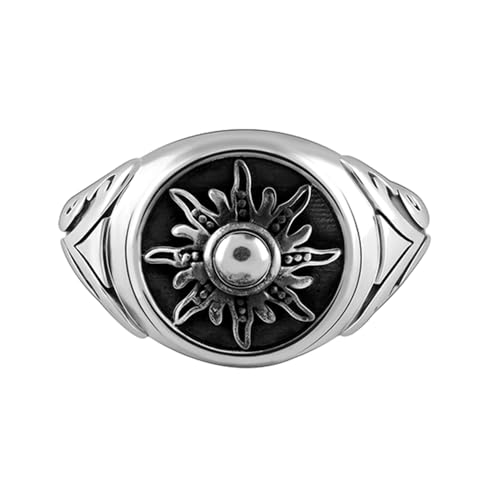 Image of GIVA 925 Oxidised Silver Solace Sun Ring for Him, Fixed Size, Indian -24 | Gifts for Men and Boys | With Certificate of Authenticity and 925 Stamp | 6 Months Warranty