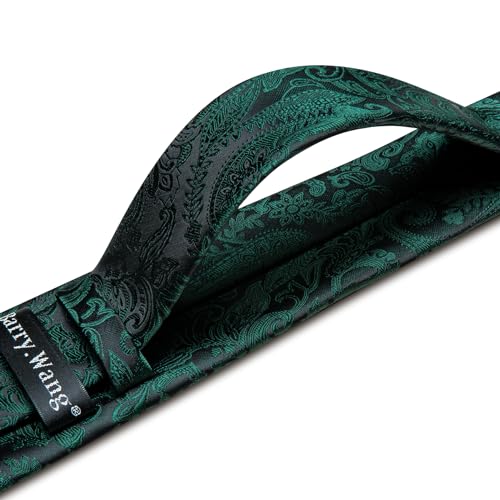 Image of Barry.Wang Men Ties Paisley Woven Silk Necktie Set with Pocket Suqare Cufflinks Formal