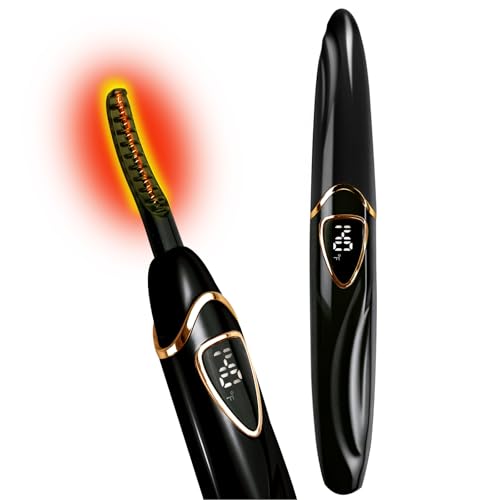 Tehoi S600 Heated Eyelash Curler - Lash Curler Heated with Accurate Temperature Control Intelligent Auto Power Off for Natural Makeup & Long-Lasting Curls | Heated Lash Curlers (Black+Gold)