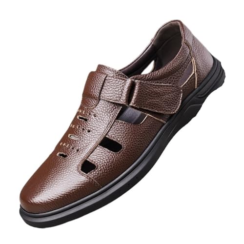 Dress Shoes For Men Men's summer leather shoes breathable casual shoes non-slip soft sole dad hollow leather sandals