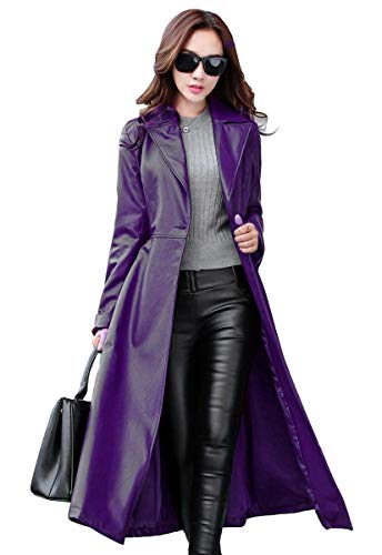 Women's Lambskin Leather Trench Jacket Over Coat WT021
