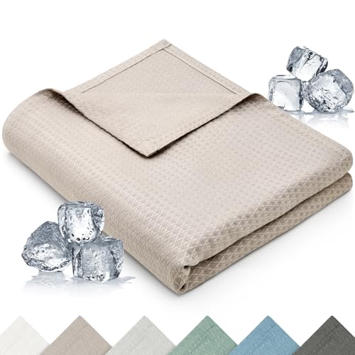 Blumtal Kühldecke 150x200 cm - Bambus Viskose Sommerdecke - Oeko-TEX zert. und kühlende Decke als Sommer Sofadecke/Reisedecke - Kühldecke Bett - selbstkühlende Decke - Bettdecke Sommer kühlend - Taupe