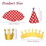 11PCS Party Hats,Birthday Cone Party Hat Set Includes 2 Paper Crowns Colorful Mini Birthday Hats and 9 Adorable Hat with Pompoms for Kids Adults Pet - Image 2