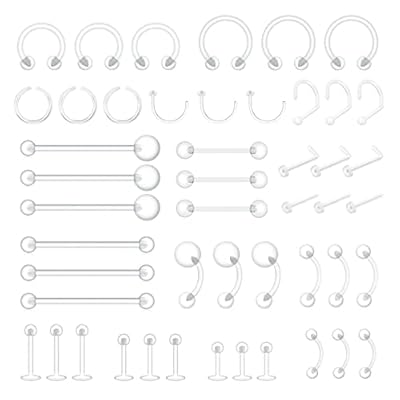 MixPiercing 48Pz Retenedores de Piercing Transparente Nariz Plástico Lengua Pezón Arete Labio Labret Aros De Ceja Cartílago Pulpa Trago Retenedor De Oreja Cirugía Para Quirofano Trabajo | Ya disponible en tu tienda friki favorita! En mundofriki.es!