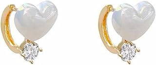 Söta hjärtformade med vita pärlorhängen Nya klassiska smycken Eleganta jubileumsfödelsedag för kvinnor örhängen