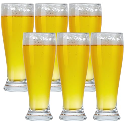 Beer Glasses Set of 6 14oz Pint Glasses Tall Beer Cups Drinking Glasses for Cold Beverages Classic Beer Drinking Glasses Set for Party