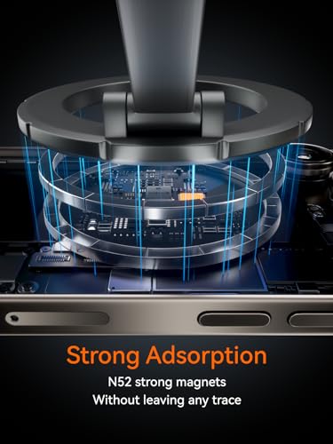 Image of CableCreation Magnetic Phone Holder Mount - 360 Rotation Vacuum Suction Cup, Compatible with MagSafe iPhones 12-15 & Android, Foldable Car /Home /Office Multi-Surface Sticky Phone Mount