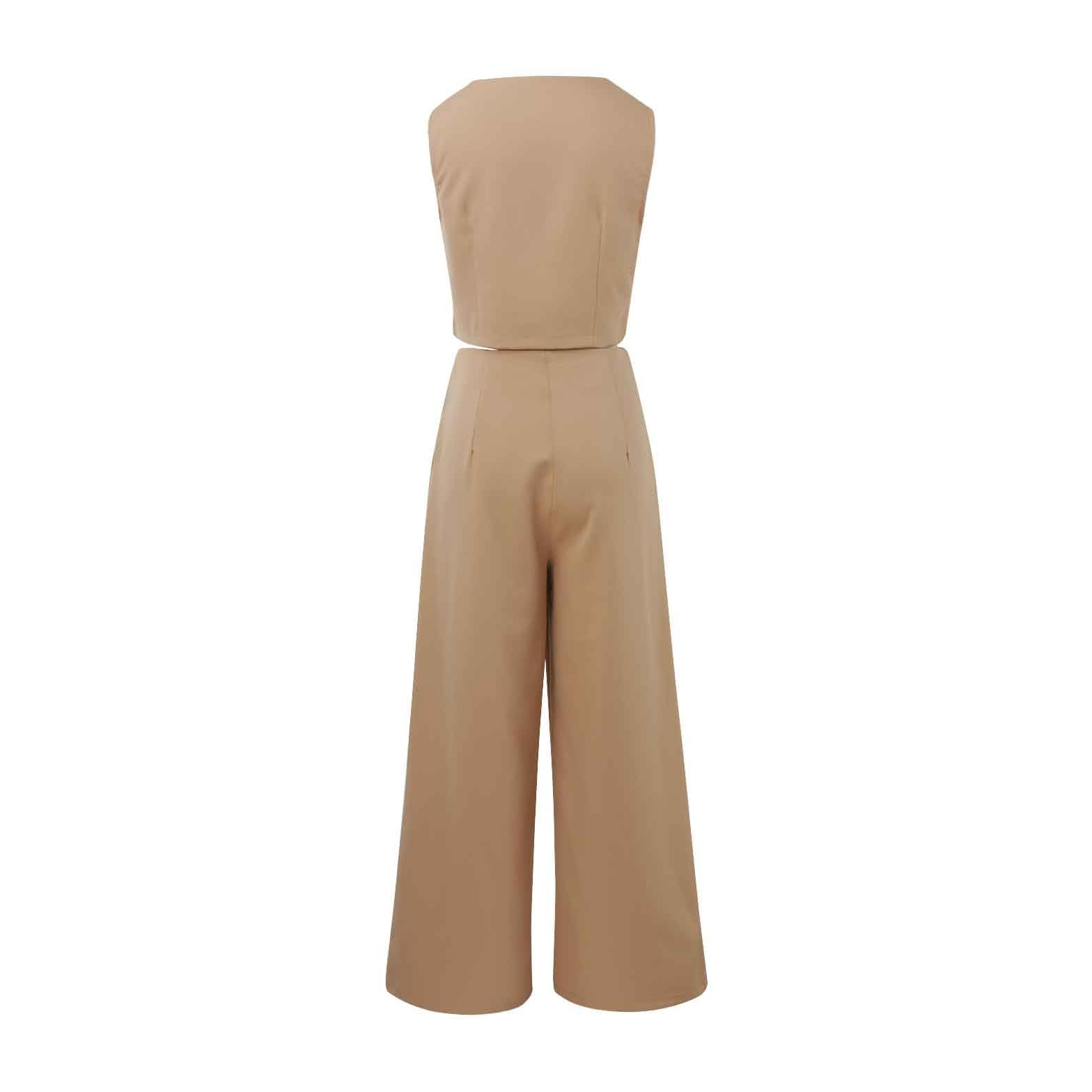 Tailleur Femme 2 Pièces sans Manches Formel Bureau Travail Pantalon Costumes Manteau Ensemble Couleur Unie Slim Fit Gilet à Boutons Chic et Elegant Veste Manteau Pantalon Ensemble