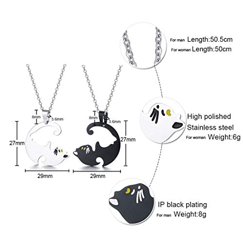 gazechimp 2pcs Aço Inoxidável Dele E Dela Yin Yang Colar De Pingente De Gato De Estimação