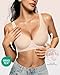 OEAK Womens Deep V Bras Wireless Comfortable Bra Supportive No Underwire Bras Tshirt Push Up Bralettes Plunge Seamless Bra Skin Color L