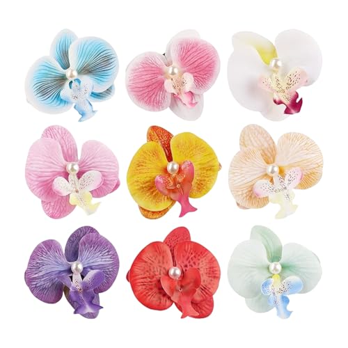 Pinzas para el pelo de flores, pinzas de garras de flores para mujeres, 9 garras de pelo artificiales, antideslizantes, elegantes, flores, barrettes, accesorios de estilo de vacaciones para luna de