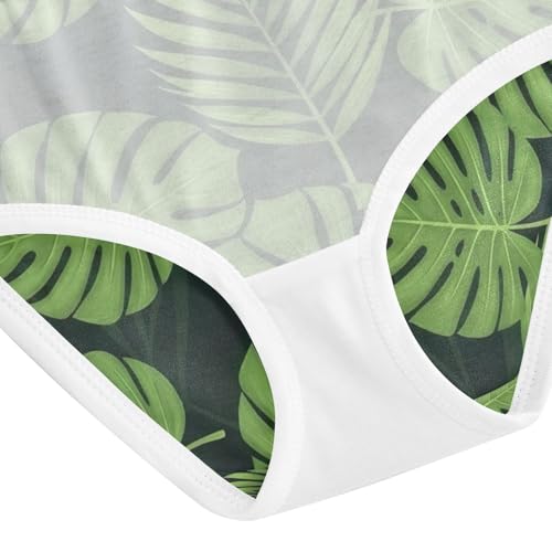 Green Monstera Palm Leaves Kids Underwear, Toddler Panties, Girls Cotton Underwear, 2–8 Years4