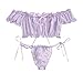 ADMAY Lingerie Bowknot Off - Shouder Femmes Pyjama sommeil mignon broderie set Lace soutien-gorge et mousses sexy, aubergine, L