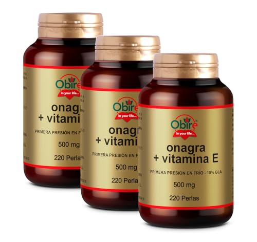 Obire | Perlas de Aceite de Onagra 500 mg | 3 Unidades | 220 Perlas | Contribuye a Aliviar los Síntomas Menstruales | Primera Presión en Frío | 10% GLA | Omega 3-6-9 | Vitamina E