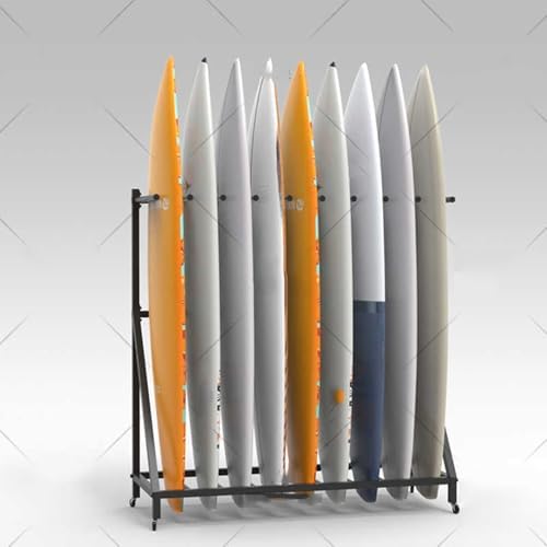 Floor-Mounted Skateboard Rack & Surfboard Storage - Holds 9 Boards, Perfect for Home Garage or Skate Shop - Durable Snowboard Organizer for Efficient Space Management