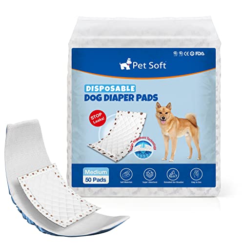 Pet Soft Disposable Dog Diaper Liners Booster Pads - Fit for Most Washable Dog Diapers & Dog Belly Bands Wraps, Ultra Absorbent for Marking, Incontinence, Female in Heat (Regular-Brown (M-50ct))